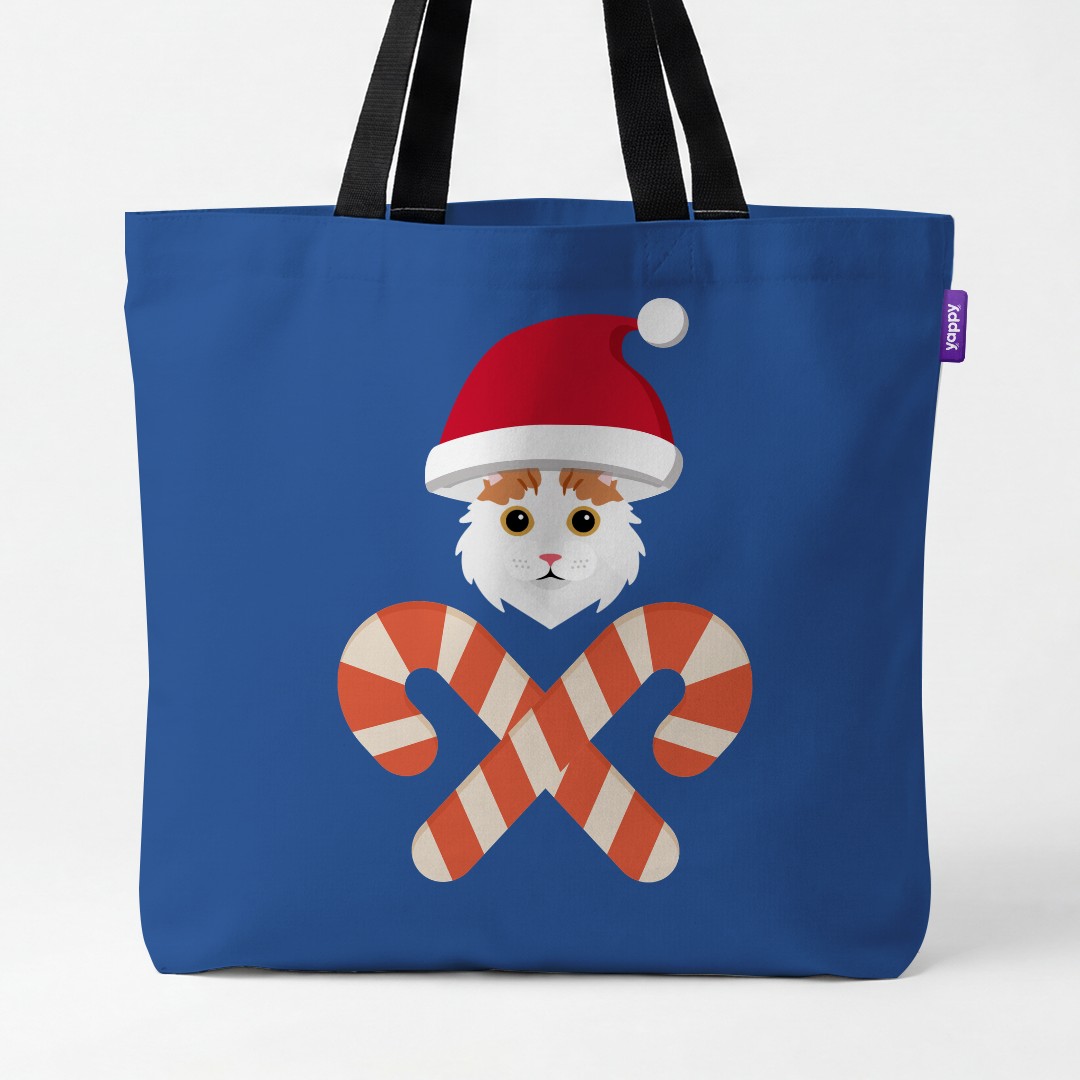'Candy Cane Crossbones' - Personalised {breedCommonName} Canvas Bag