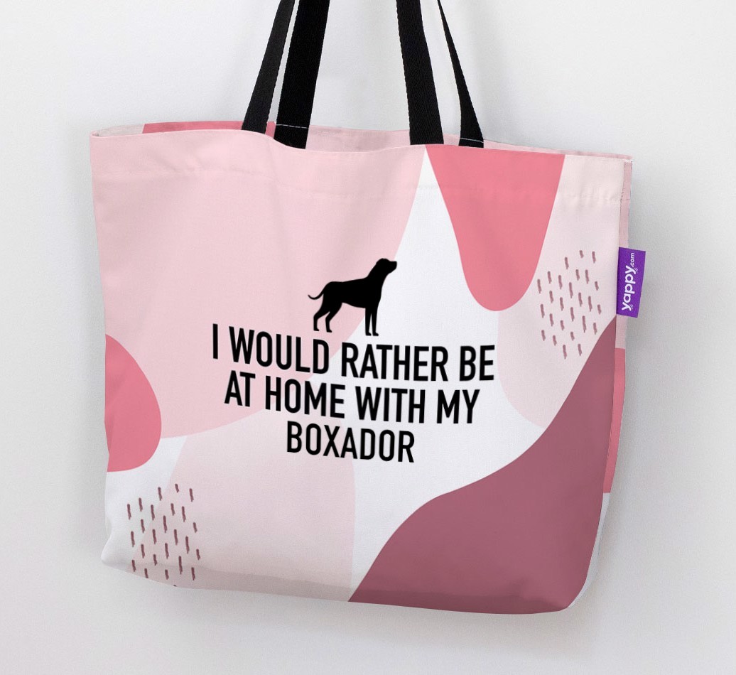 'I'd Rather Be At Home With My {breedCommonName}' Canvas Bag with {breedFullName} Silhouette