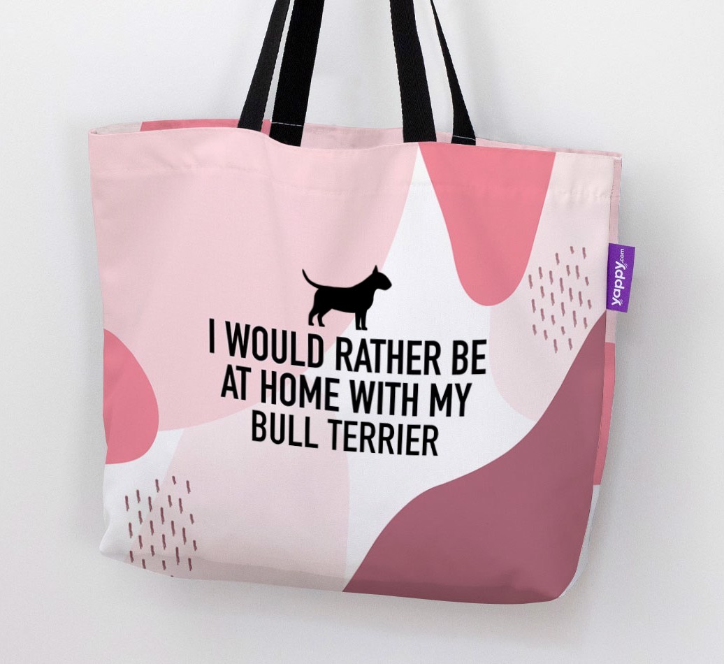 'I'd Rather Be At Home With My {breedCommonName}' Canvas Bag with {breedFullName} Silhouette