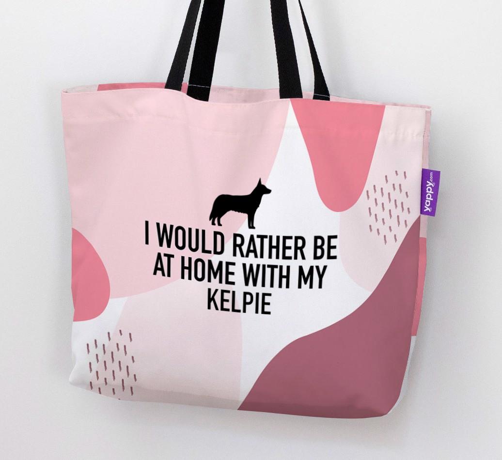 'I'd Rather Be At Home With My {breedCommonName}' Canvas Bag with {breedFullName} Silhouette