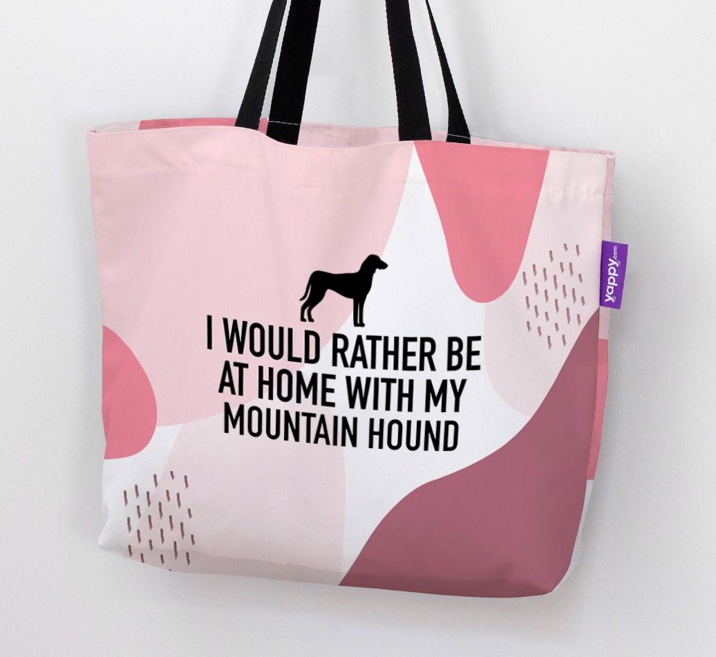 'I'd Rather Be At Home With My {breedCommonName}' Canvas Bag with {breedFullName} Silhouette