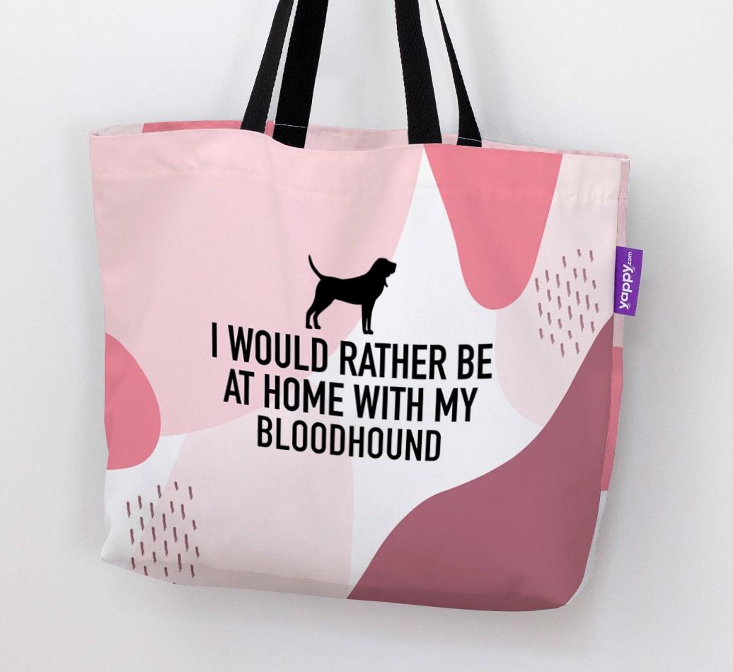 'I'd Rather Be At Home With My {breedCommonName}' Canvas Bag with {breedFullName} Silhouette