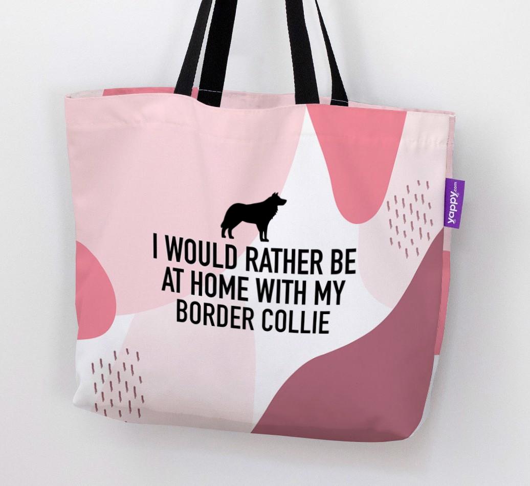 'I'd Rather Be At Home With My {breedCommonName}' Canvas Bag with {breedFullName} Silhouette