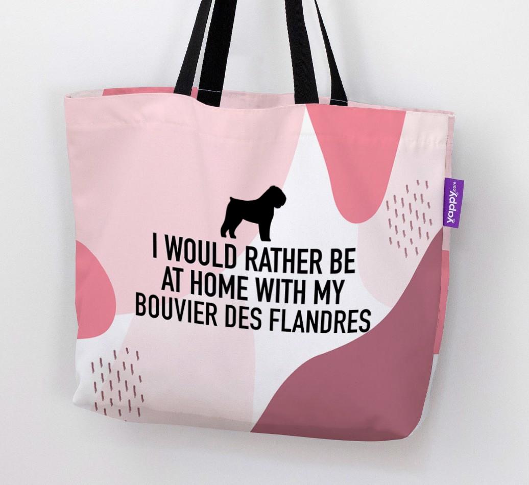'I'd Rather Be At Home With My {breedCommonName}' Canvas Bag with {breedFullName} Silhouette