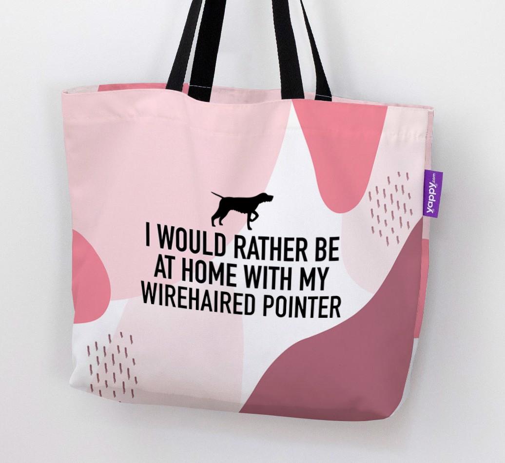 'I'd Rather Be At Home With My {breedCommonName}' Canvas Bag with {breedFullName} Silhouette