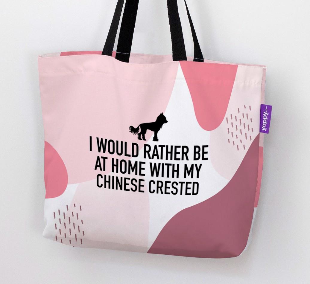 'I'd Rather Be At Home With My {breedCommonName}' Canvas Bag with {breedFullName} Silhouette