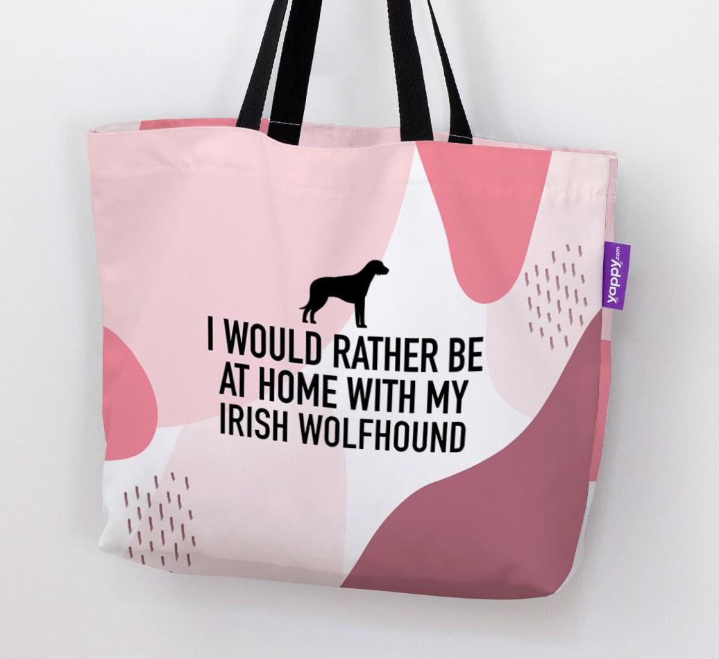 'I'd Rather Be At Home With My {breedCommonName}' Canvas Bag with {breedFullName} Silhouette