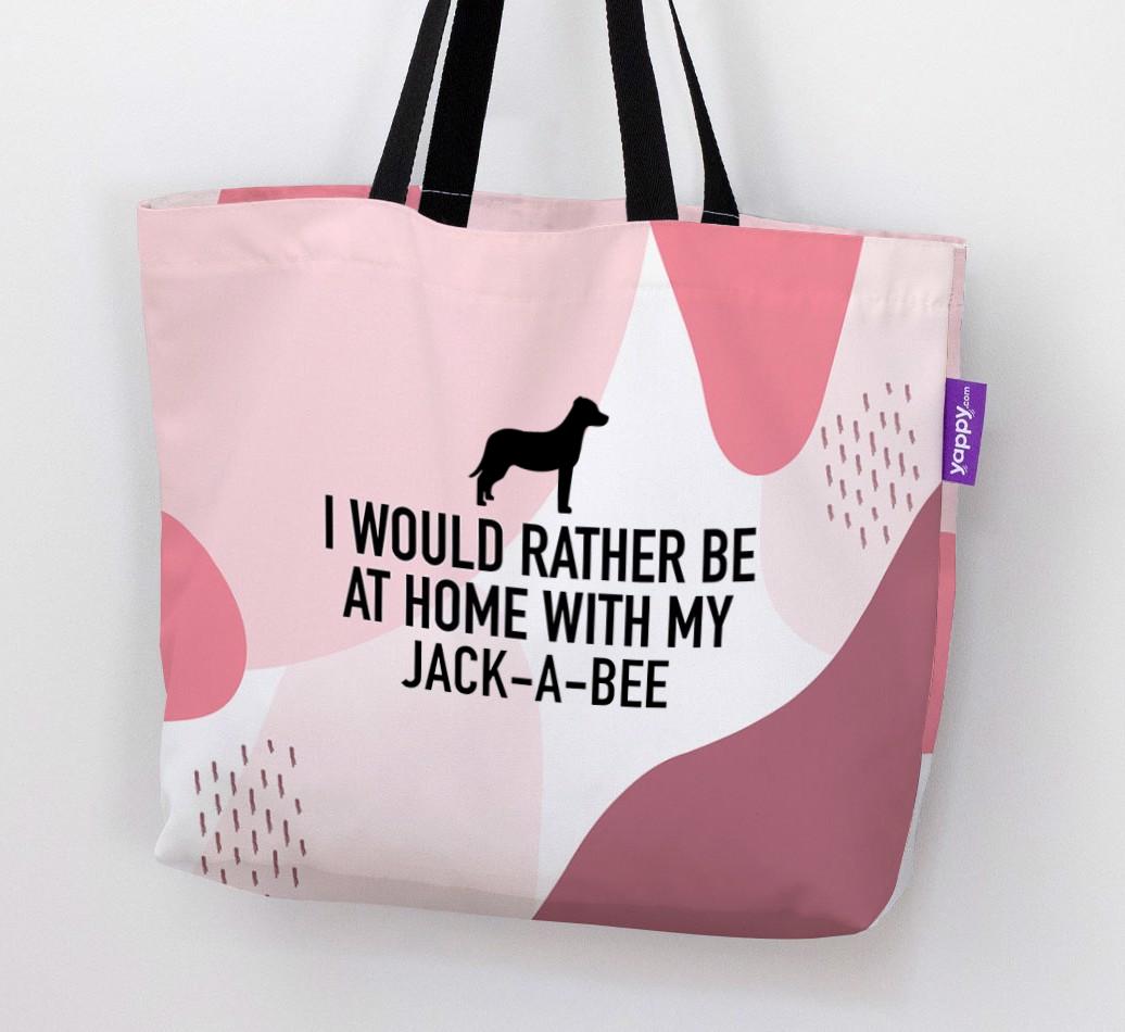 'I'd Rather Be At Home With My {breedCommonName}' Canvas Bag with {breedFullName} Silhouette