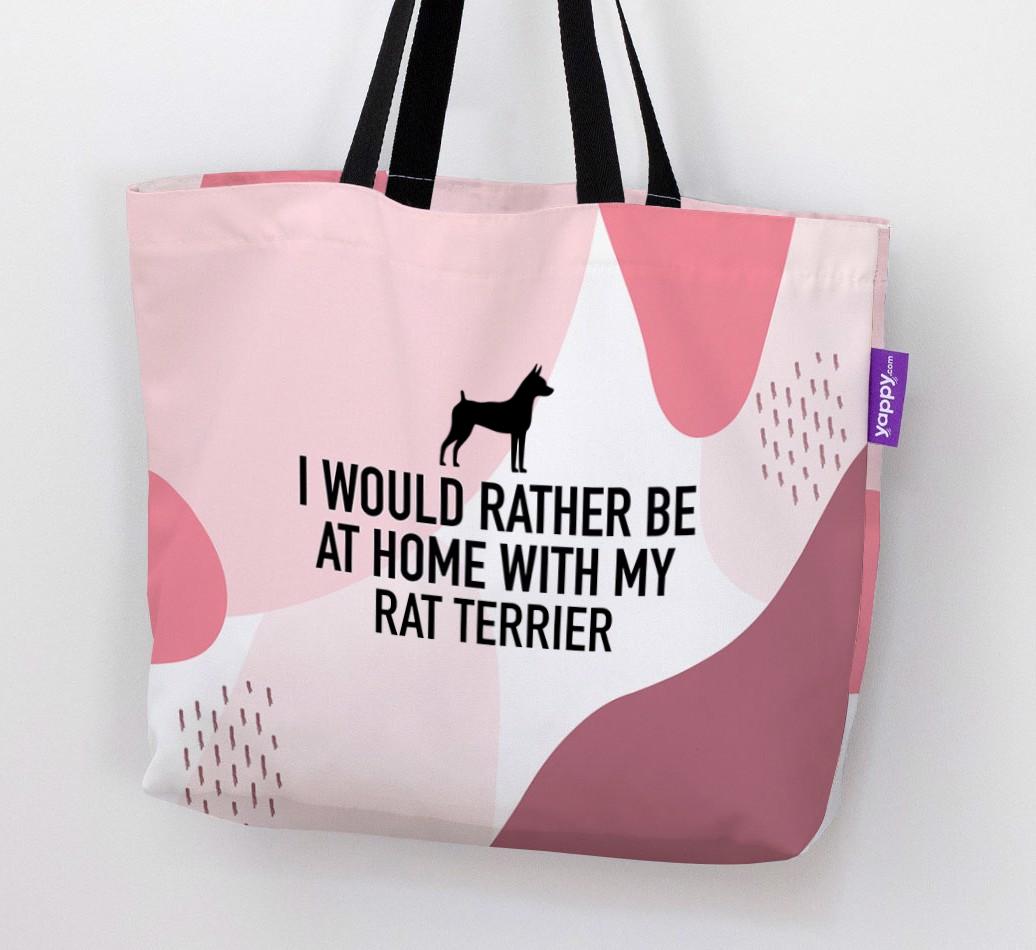 'I'd Rather Be At Home With My {breedCommonName}' Canvas Bag with {breedFullName} Silhouette