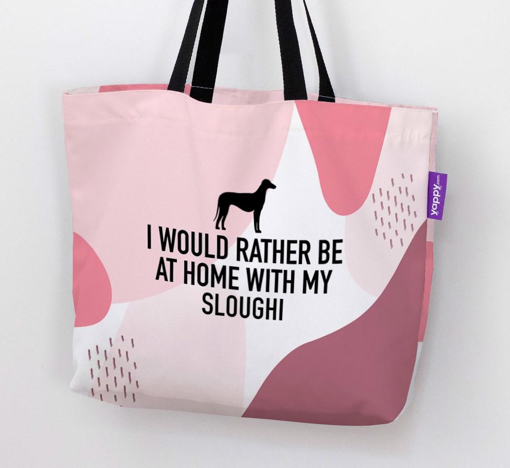 'I'd Rather Be At Home With My {breedCommonName}' Canvas Bag with {breedFullName} Silhouette