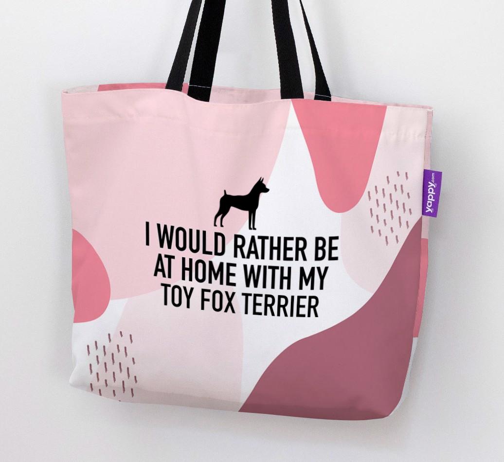 'I'd Rather Be At Home With My {breedCommonName}' Canvas Bag with {breedFullName} Silhouette