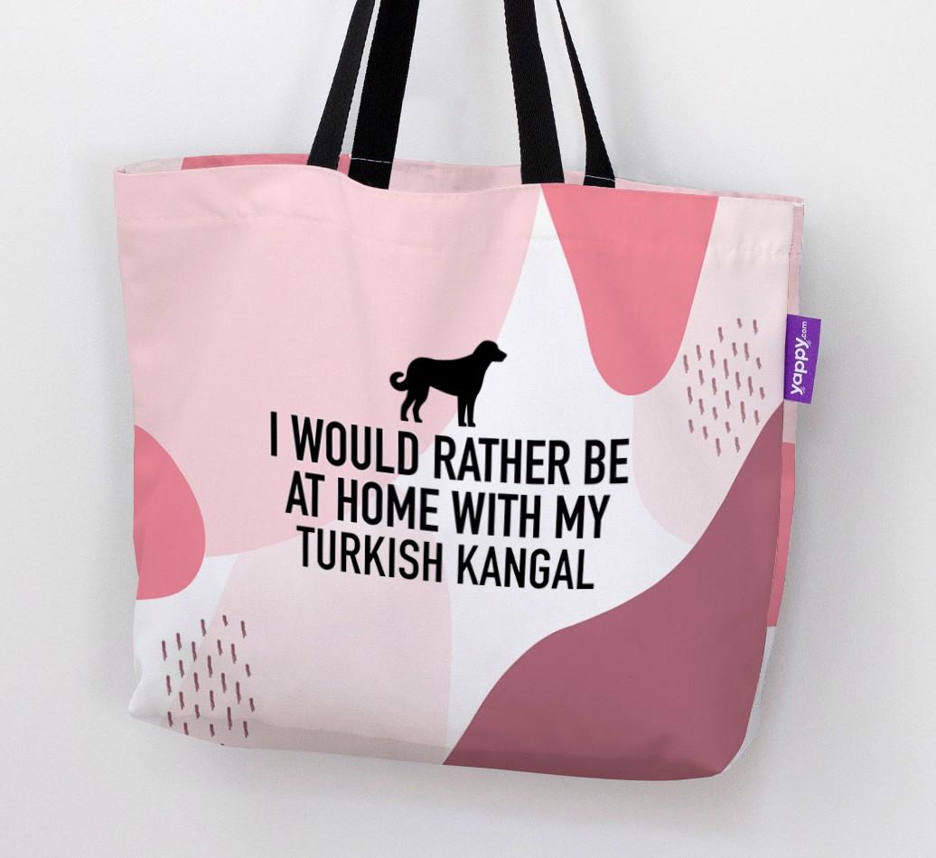 'I'd Rather Be At Home With My {breedCommonName}' Canvas Bag with {breedFullName} Silhouette