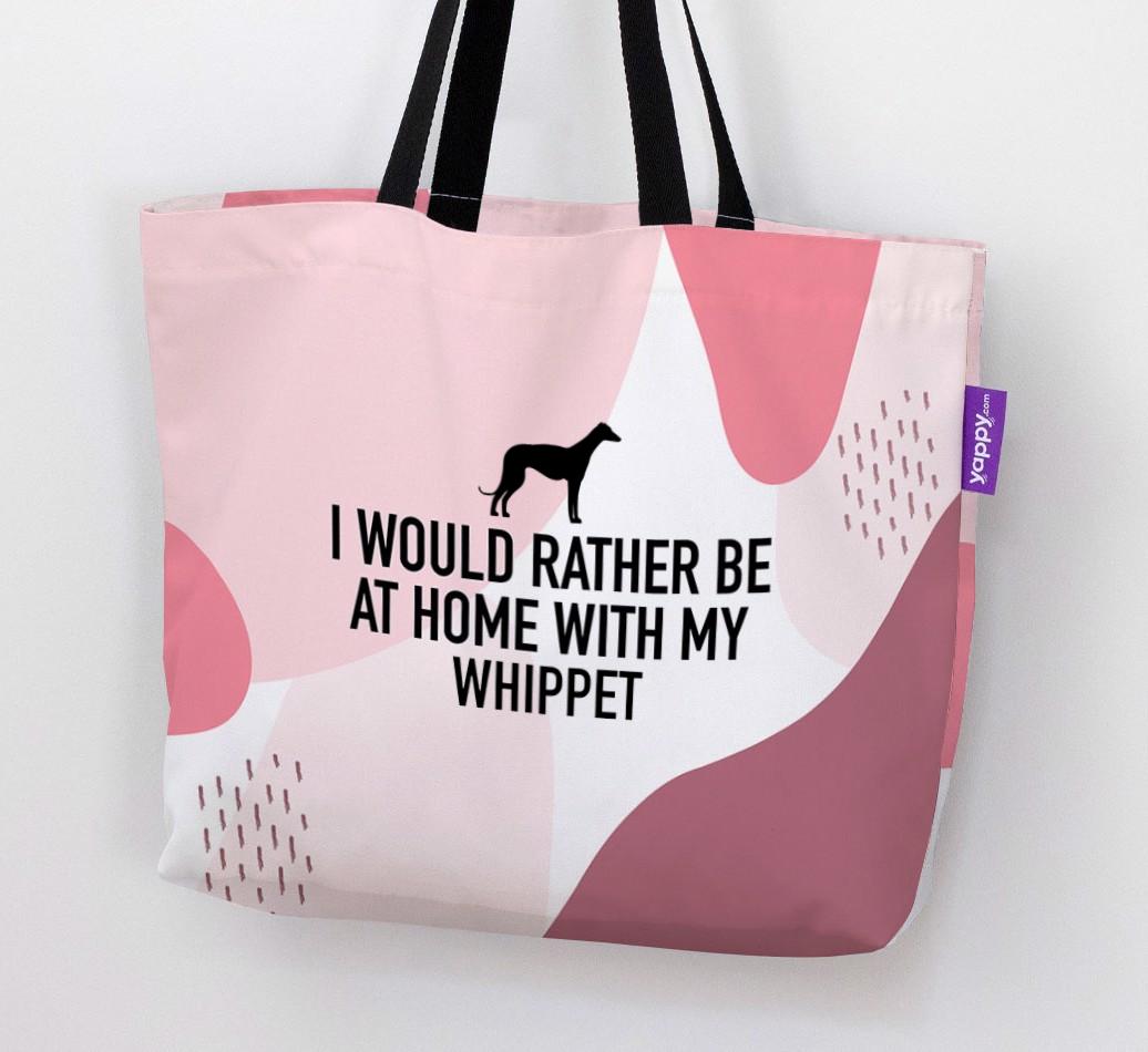 'I'd Rather Be At Home With My {breedCommonName}' Canvas Bag with {breedFullName} Silhouette