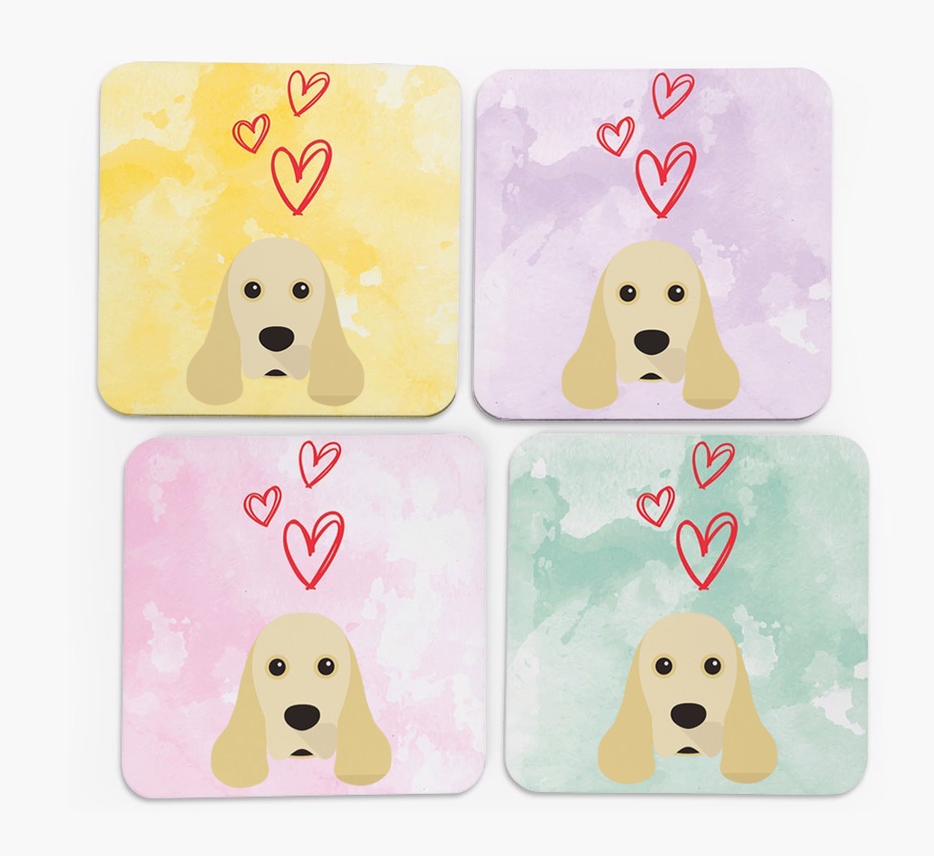 Heart Design with {breedFullName} Icon Coasters - Set of 4
