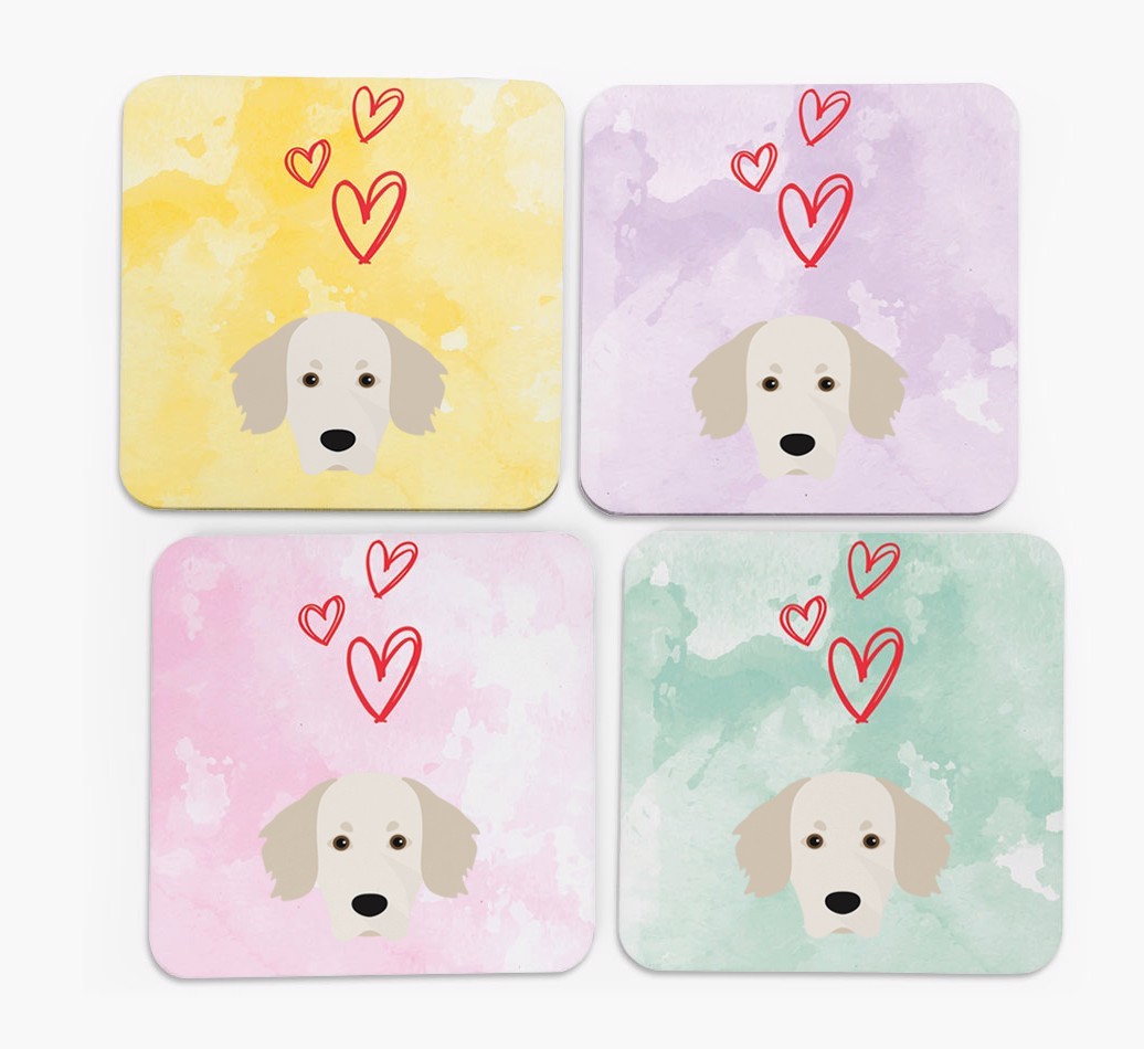 Heart Design with {breedFullName} Icon Coasters - Set of 4