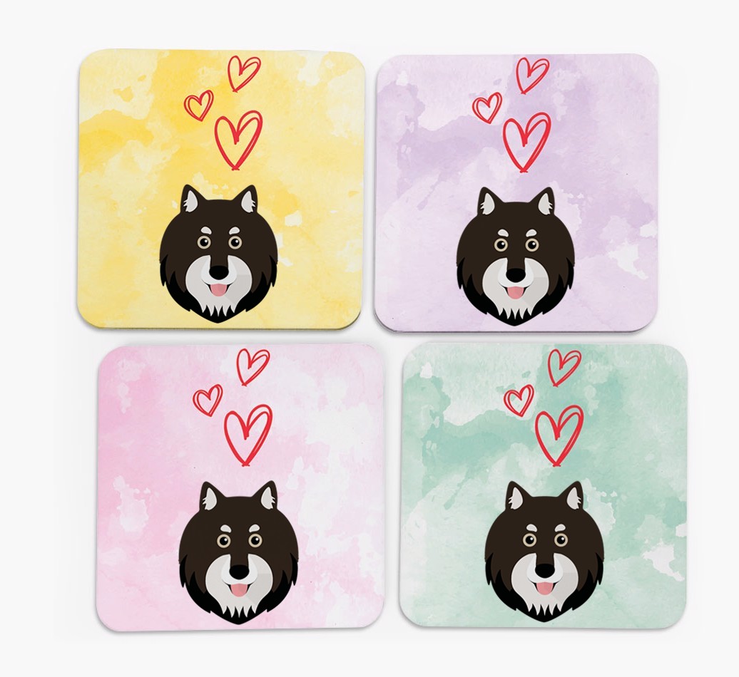 Heart Design with {breedFullName} Icon Coasters - Set of 4