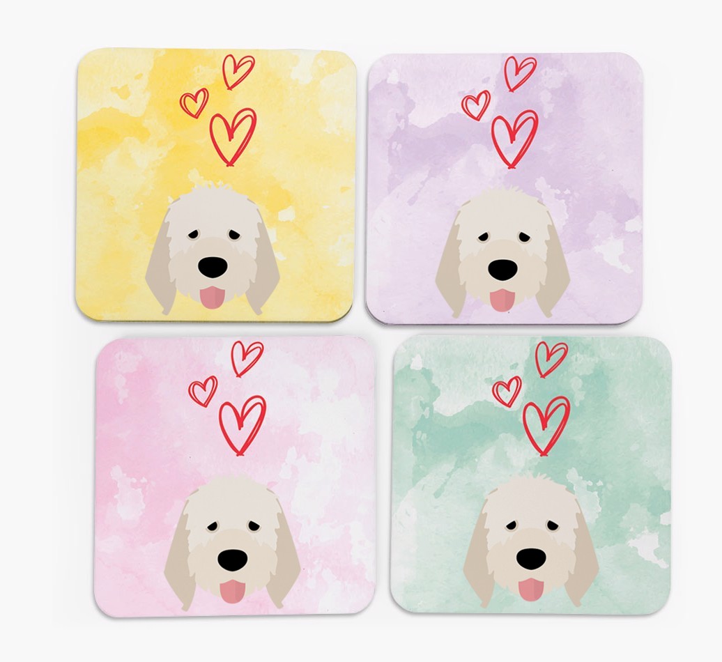 Heart Design with {breedFullName} Icon Coasters - Set of 4