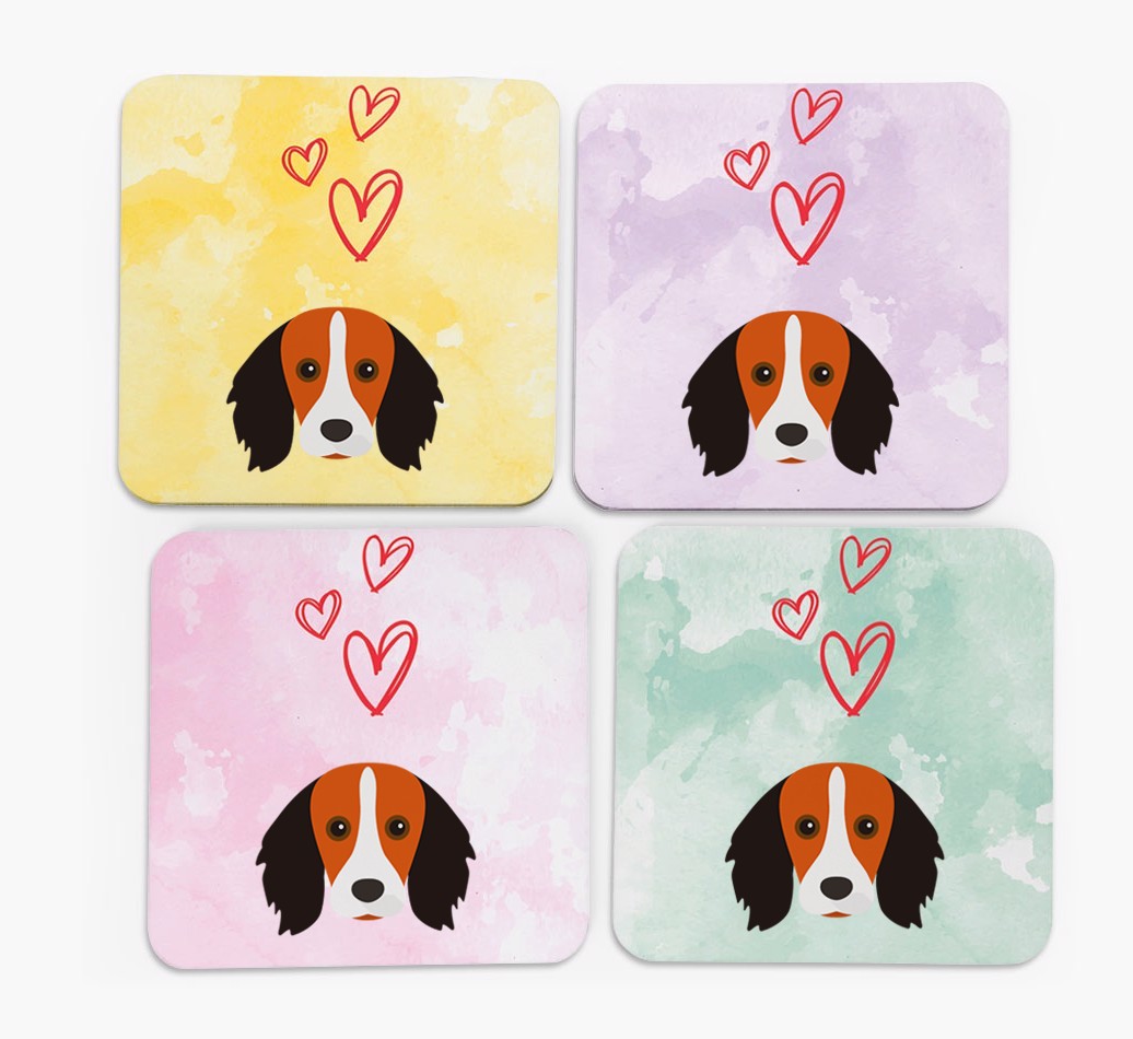 Heart Design with {breedFullName} Icon Coasters - Set of 4