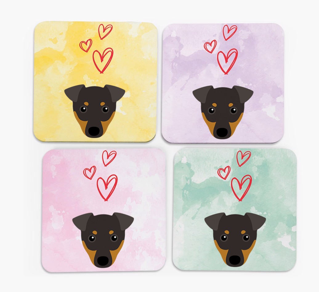 Heart Design with {breedFullName} Icon Coasters - Set of 4