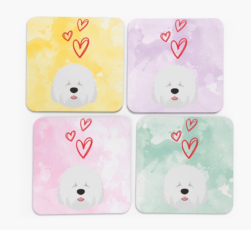 Heart Design with {breedFullName} Icon Coasters - Set of 4