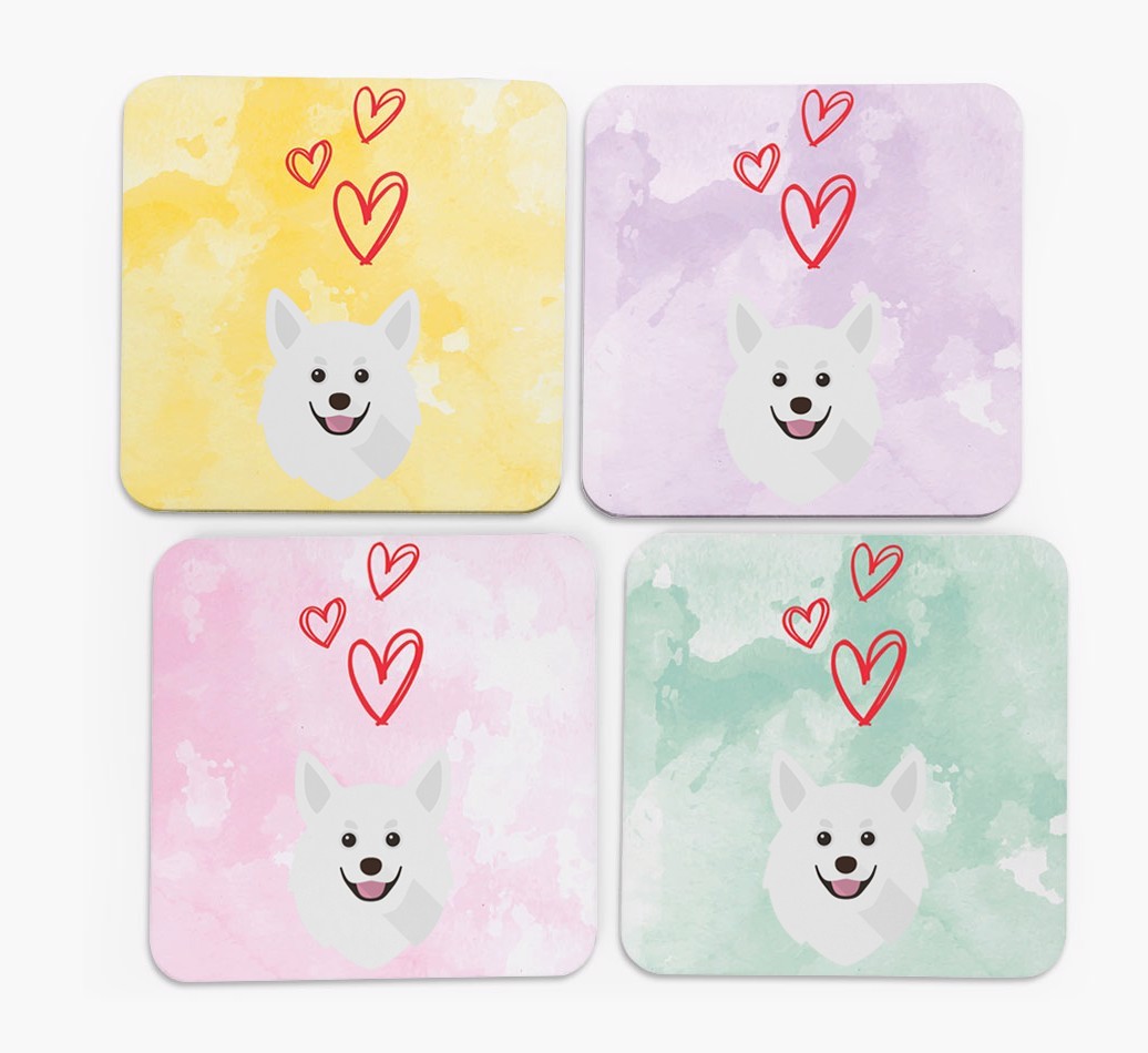 Heart Design with {breedFullName} Icon Coasters - Set of 4