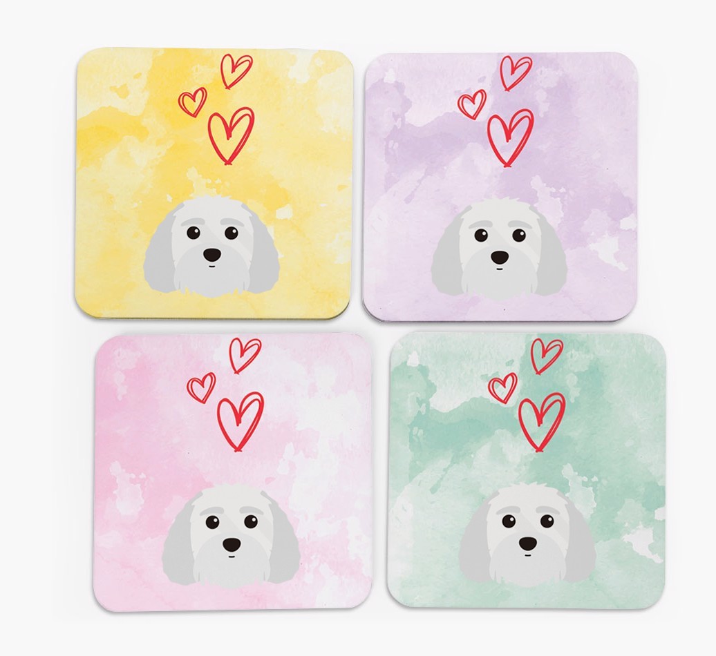 Heart Design with {breedFullName} Icon Coasters - Set of 4