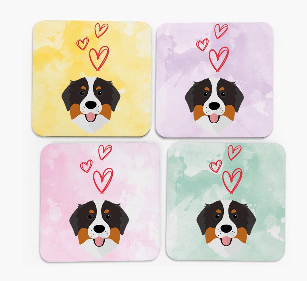 Heart Design with {breedFullName} Icon Coasters - Set of 4