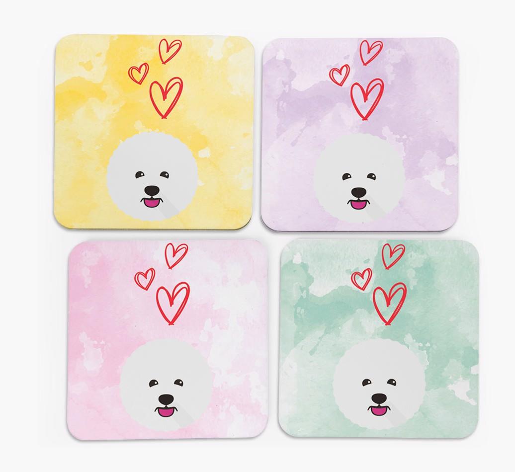 Heart Design with {breedFullName} Icon Coasters - Set of 4