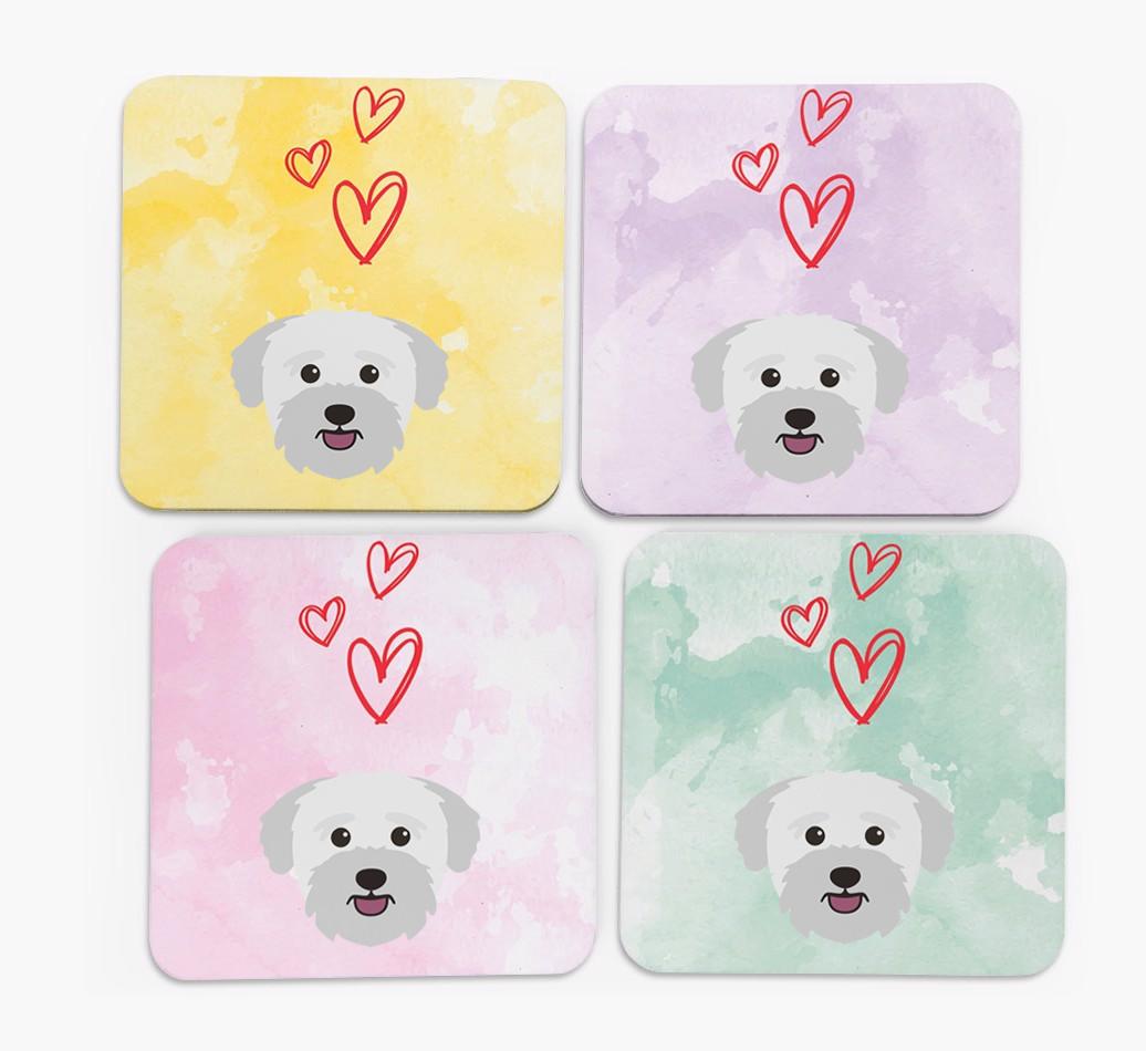 Heart Design with {breedFullName} Icon Coasters - Set of 4