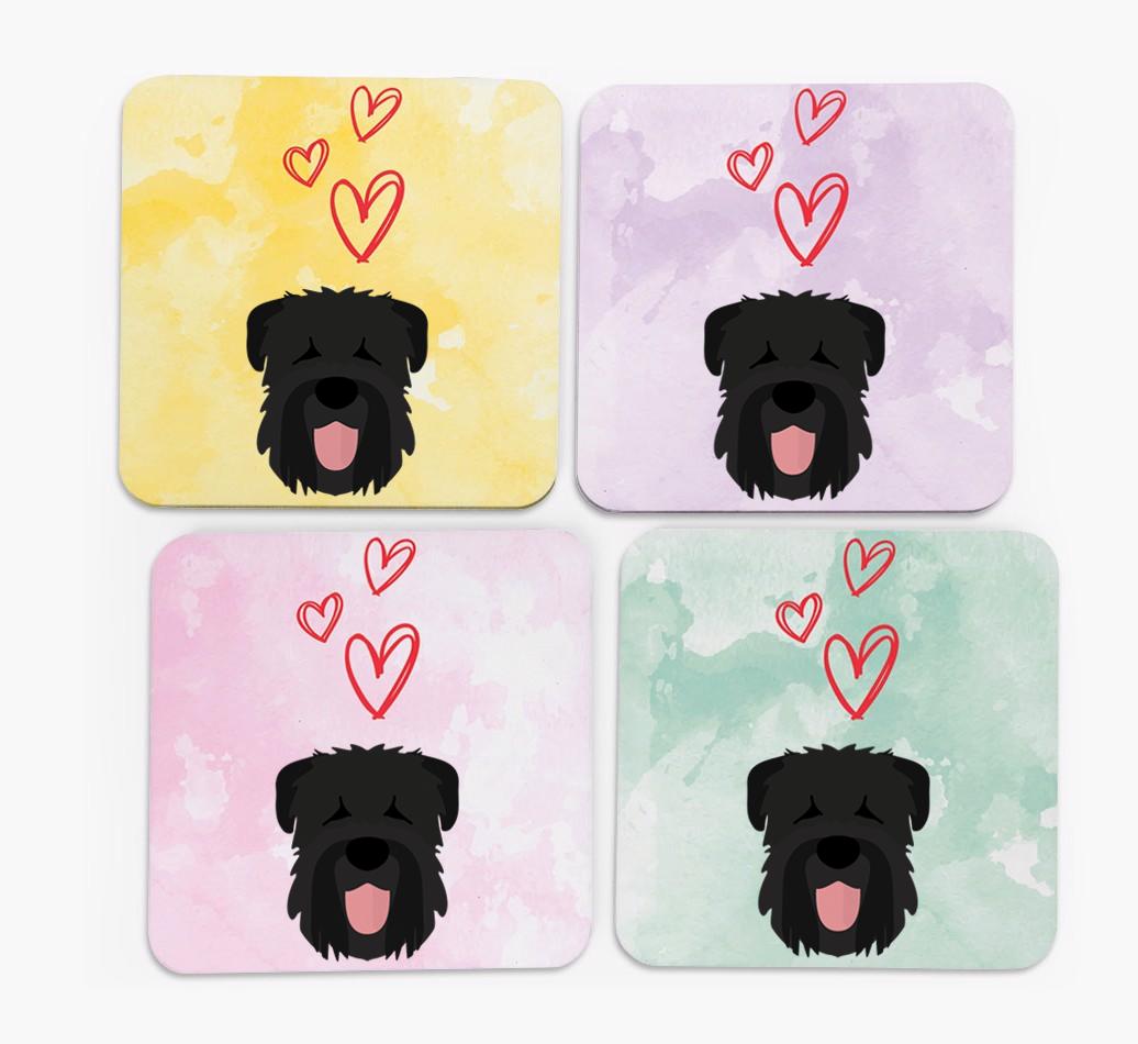 Heart Design with {breedFullName} Icon Coasters - Set of 4
