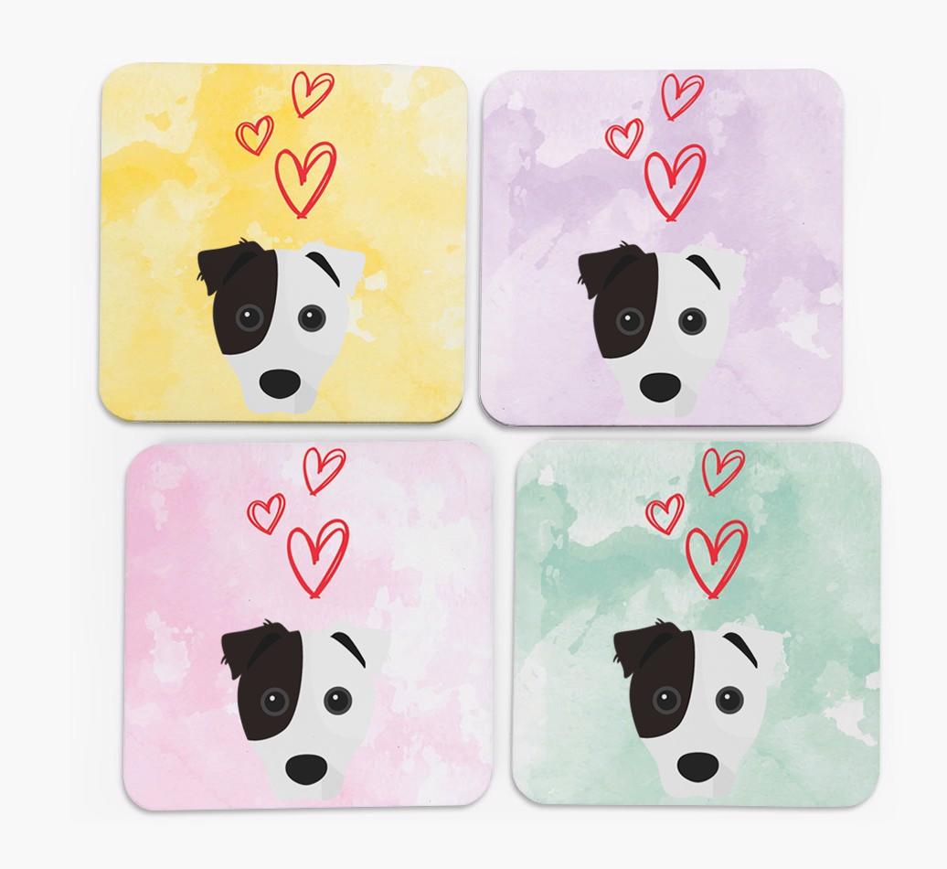 Heart Design with {breedFullName} Icon Coasters - Set of 4