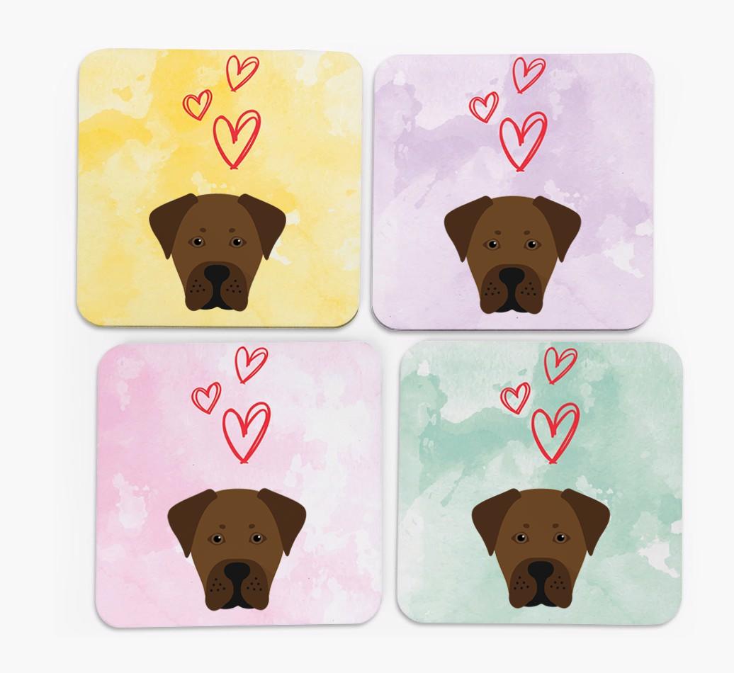 Heart Design with {breedFullName} Icon Coasters - Set of 4