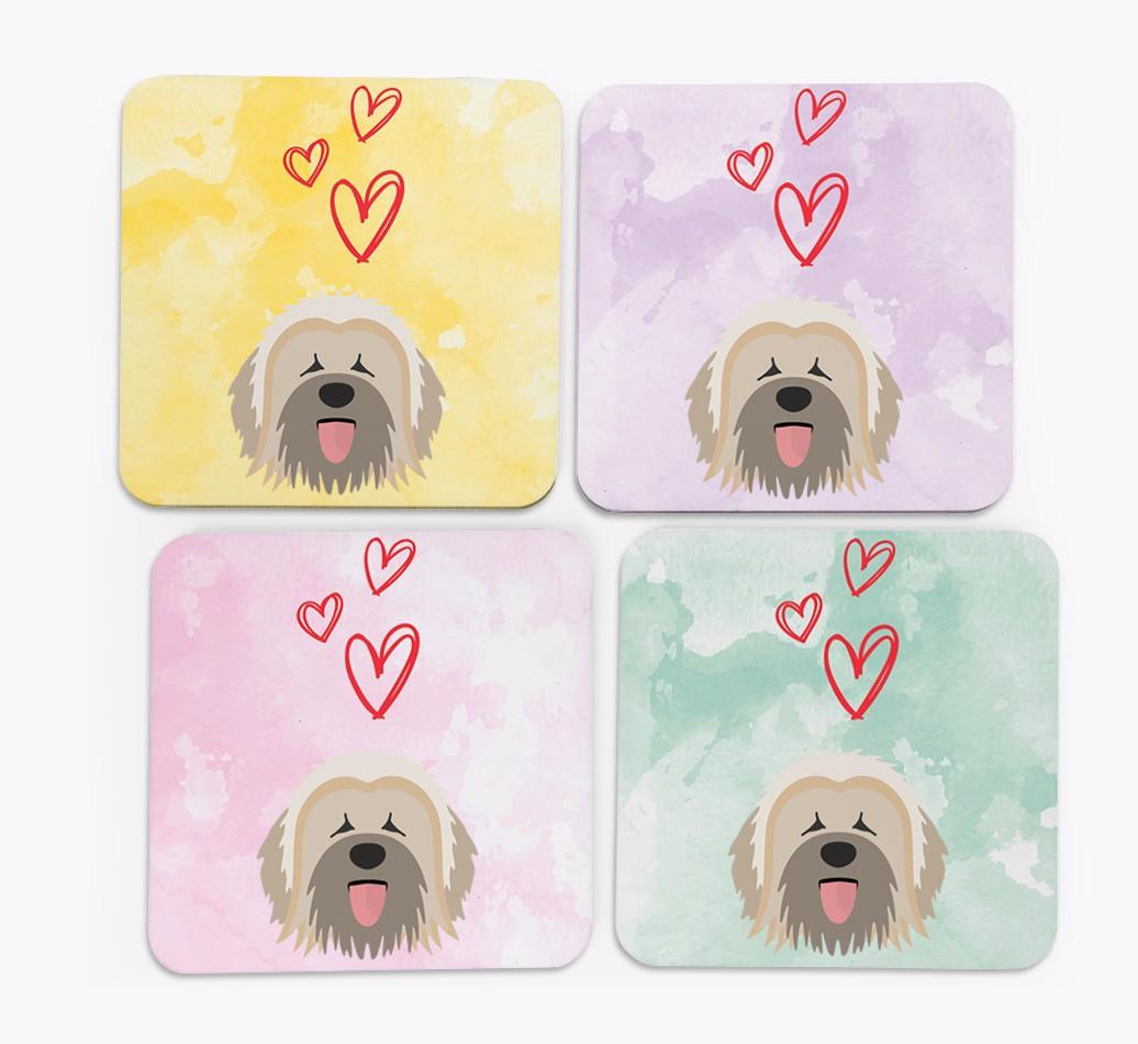 Heart Design with {breedFullName} Icon Coasters - Set of 4
