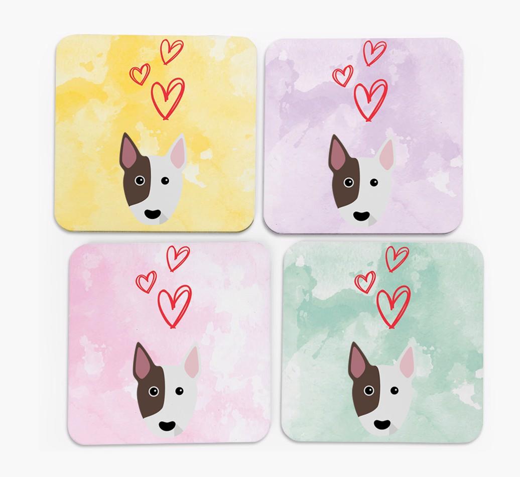 Heart Design with {breedFullName} Icon Coasters - Set of 4