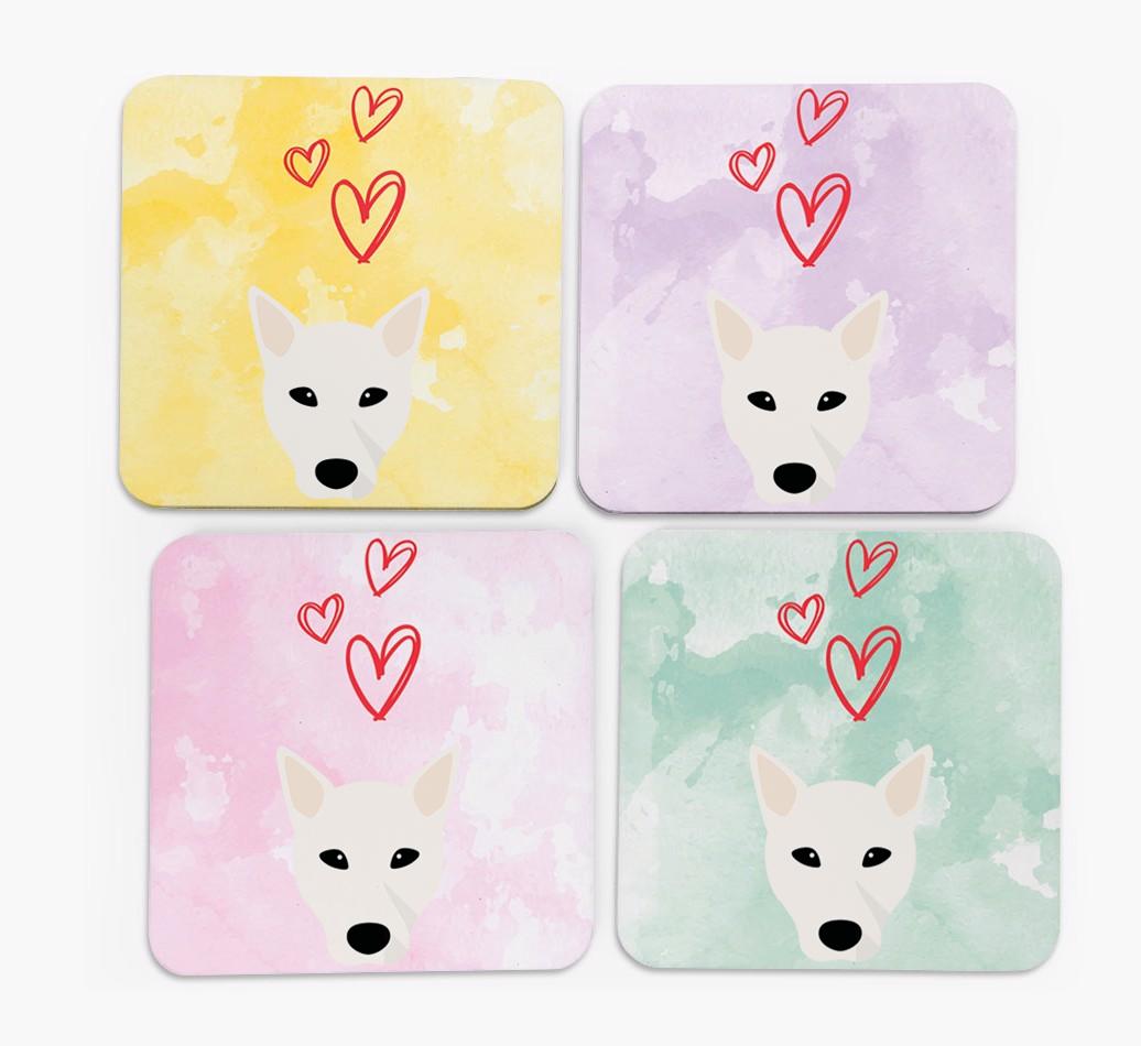 Heart Design with {breedFullName} Icon Coasters - Set of 4