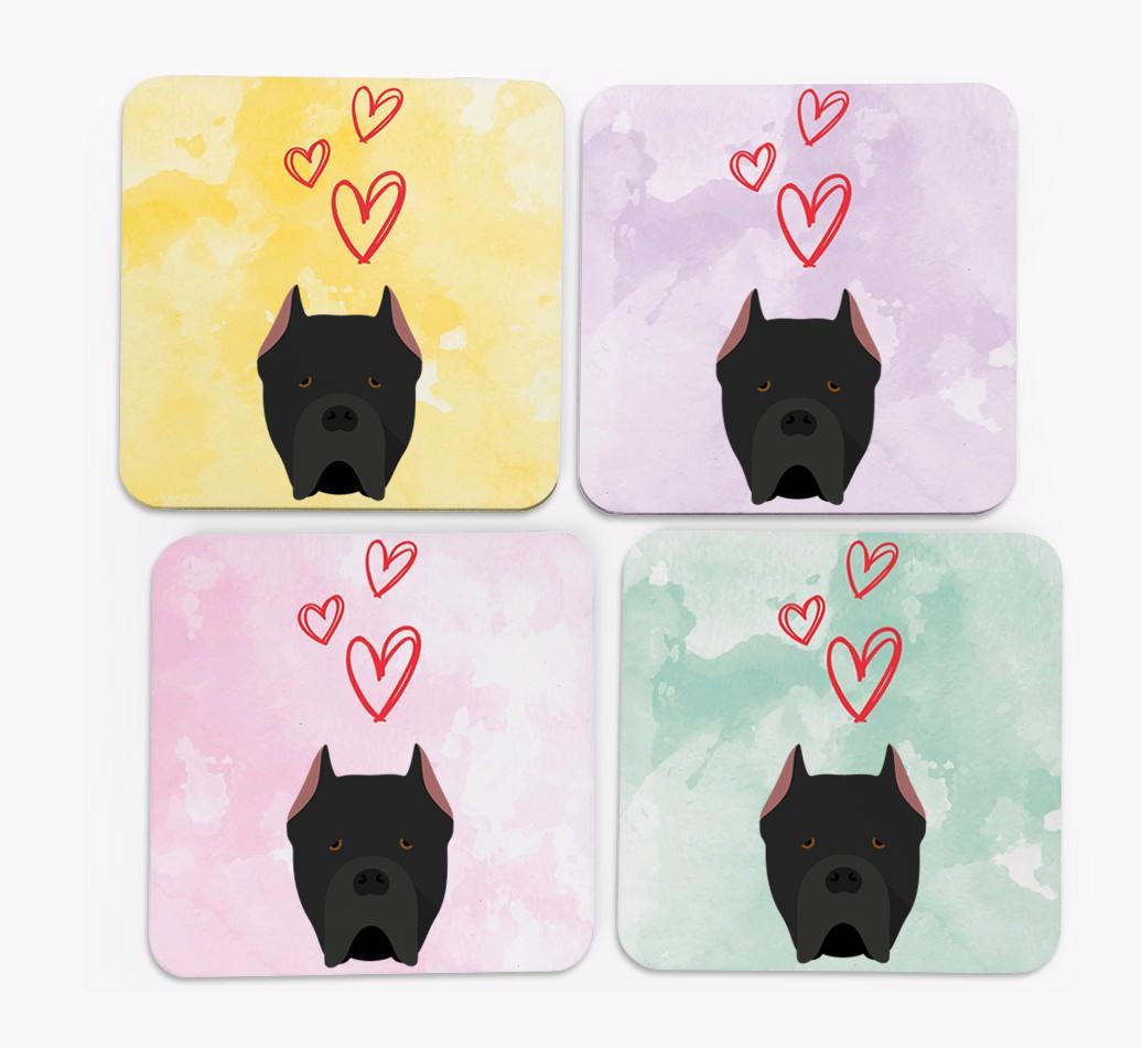 Heart Design with {breedFullName} Icon Coasters - Set of 4