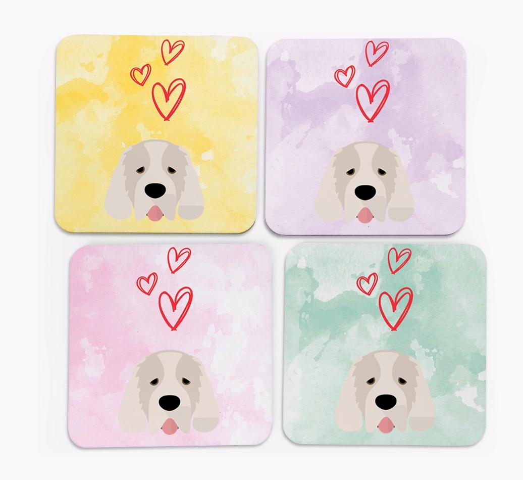 Heart Design with {breedFullName} Icon Coasters - Set of 4