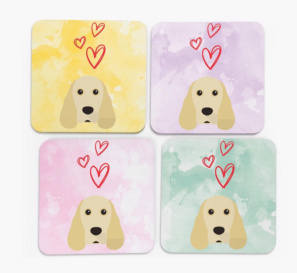 Heart Design with {breedFullName} Icon Coasters - Set of 4