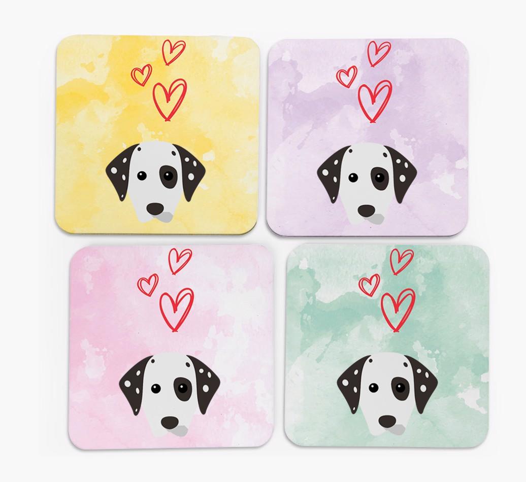 Heart Design with {breedFullName} Icon Coasters - Set of 4