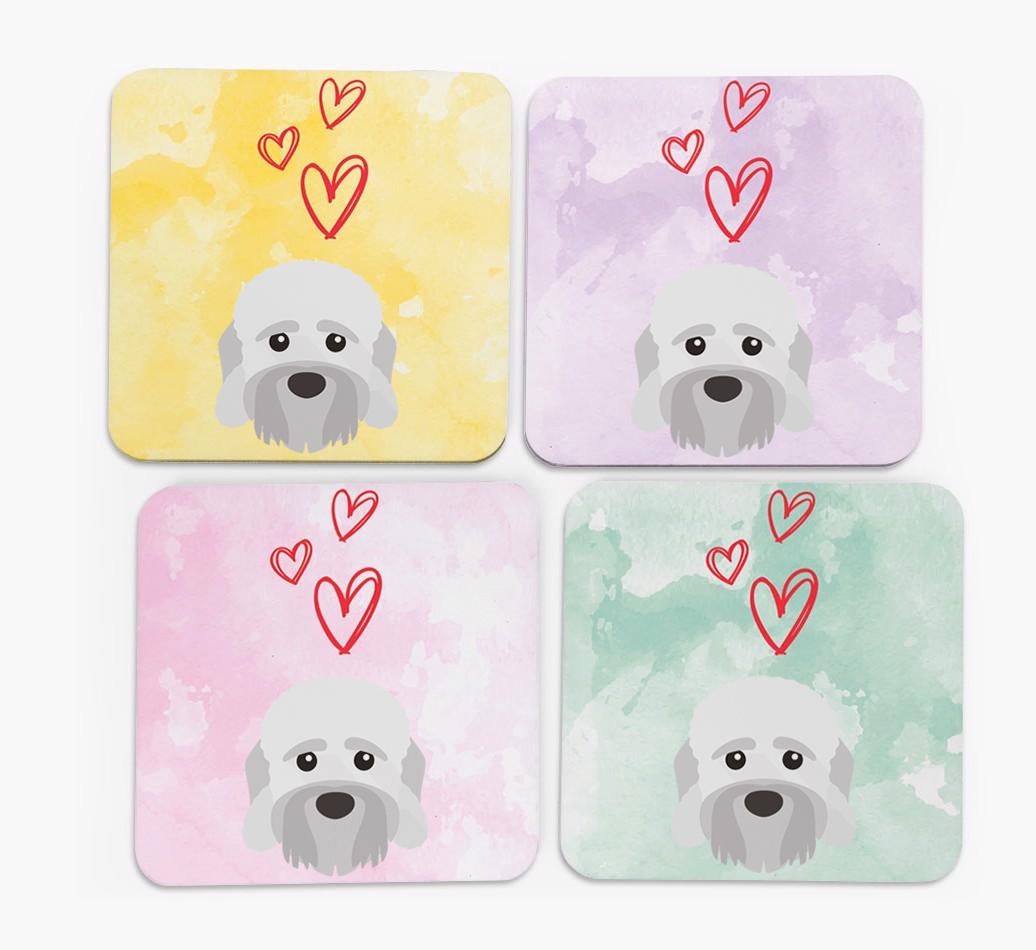 Heart Design with {breedFullName} Icon Coasters - Set of 4