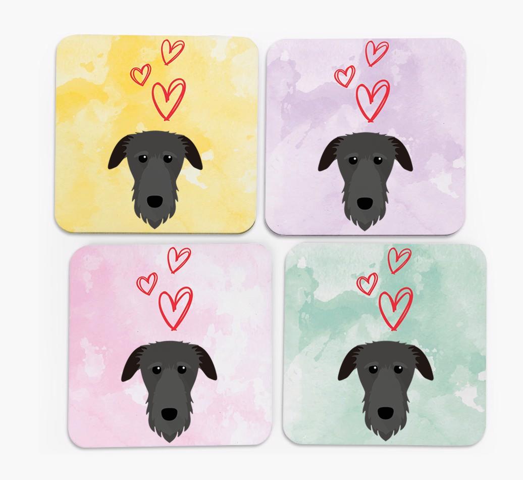 Heart Design with {breedFullName} Icon Coasters - Set of 4
