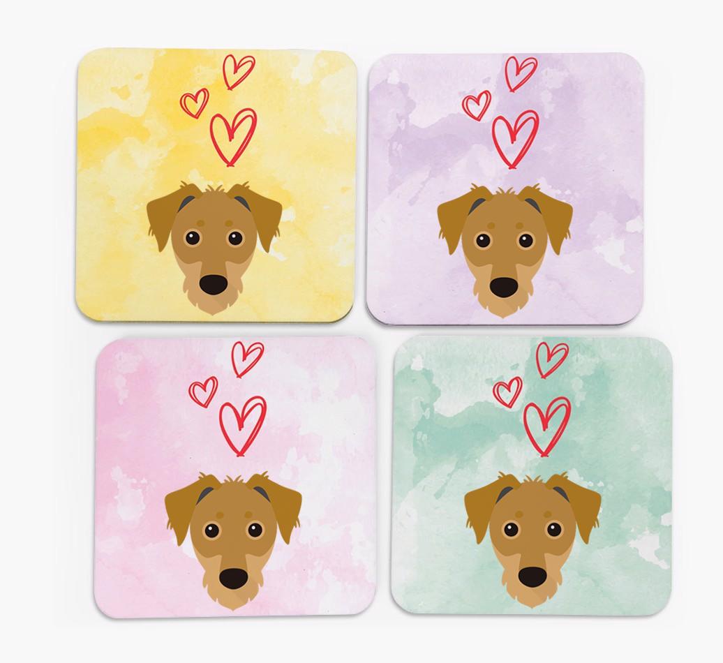 Heart Design with {breedFullName} Icon Coasters - Set of 4