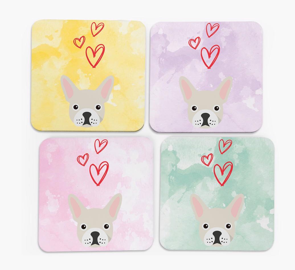 Heart Design with {breedFullName} Icon Coasters - Set of 4