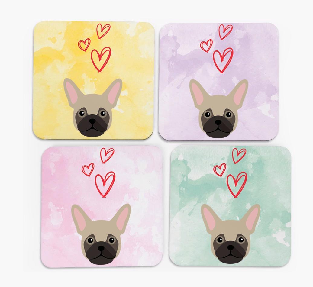 Heart Design with {breedFullName} Icon Coasters - Set of 4