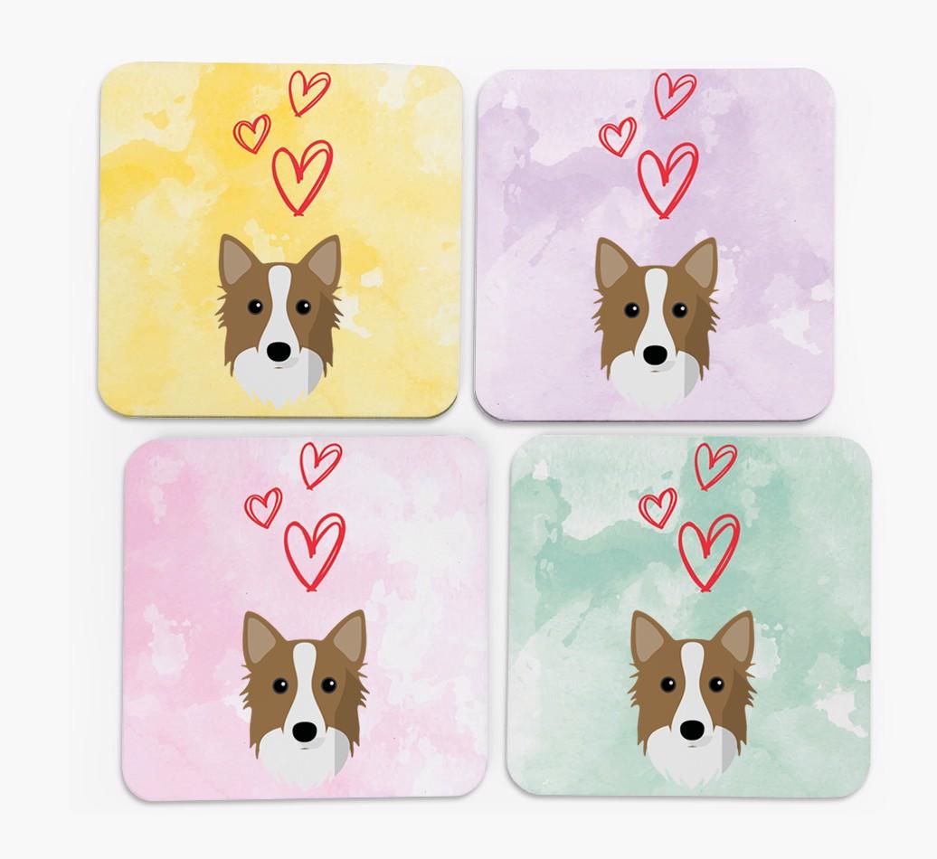 Heart Design with {breedFullName} Icon Coasters - Set of 4