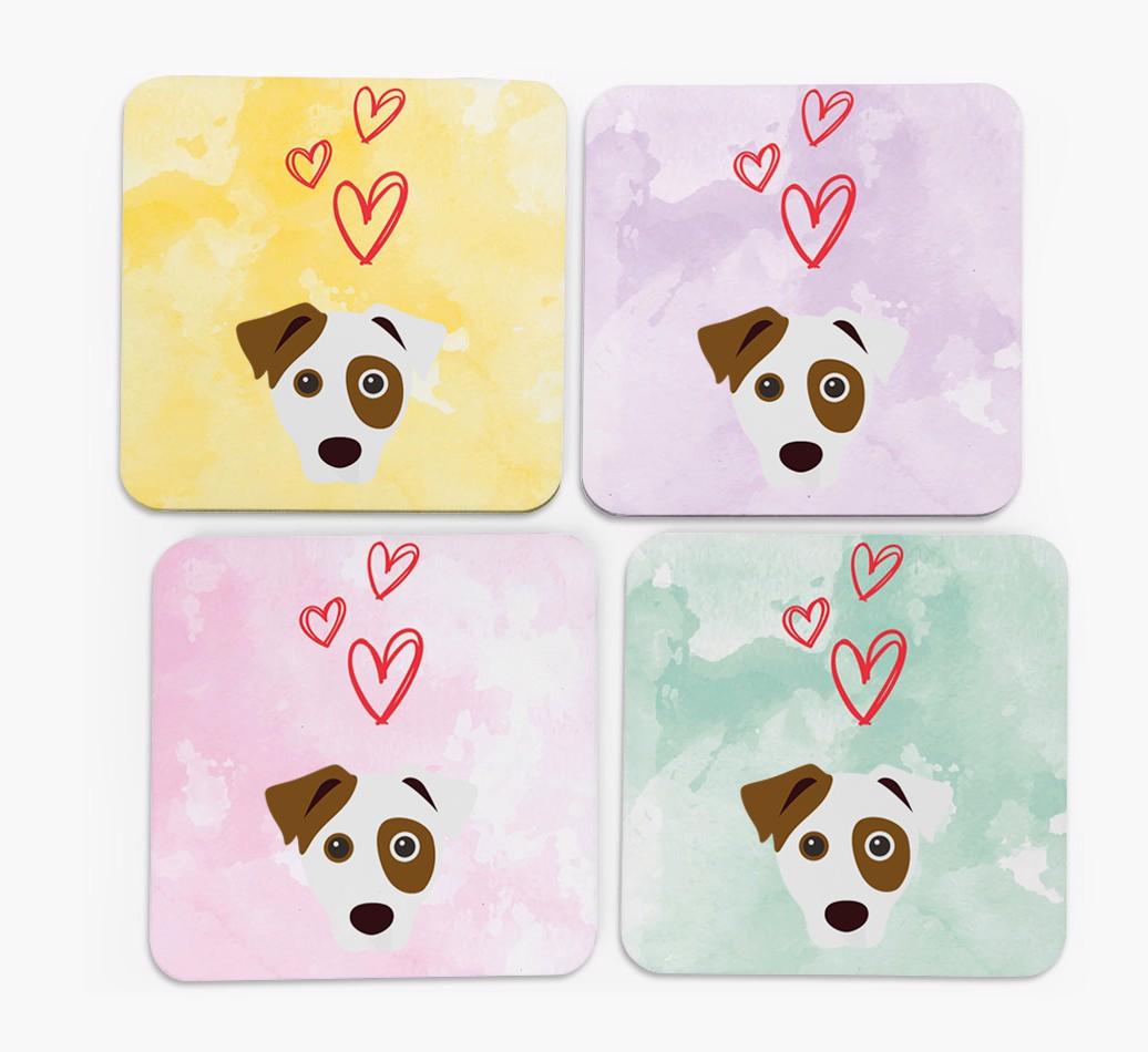 Heart Design with {breedFullName} Icon Coasters - Set of 4