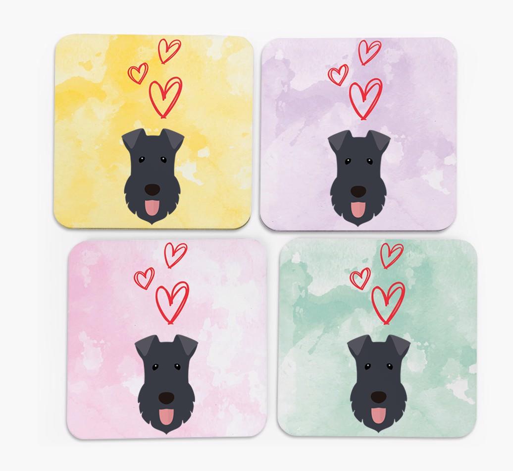 Heart Design with {breedFullName} Icon Coasters - Set of 4