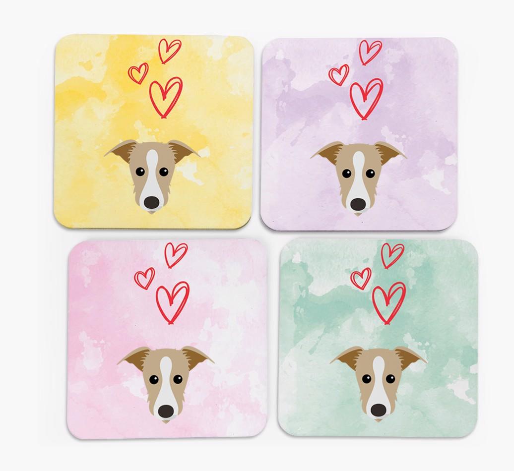 Heart Design with {breedFullName} Icon Coasters - Set of 4
