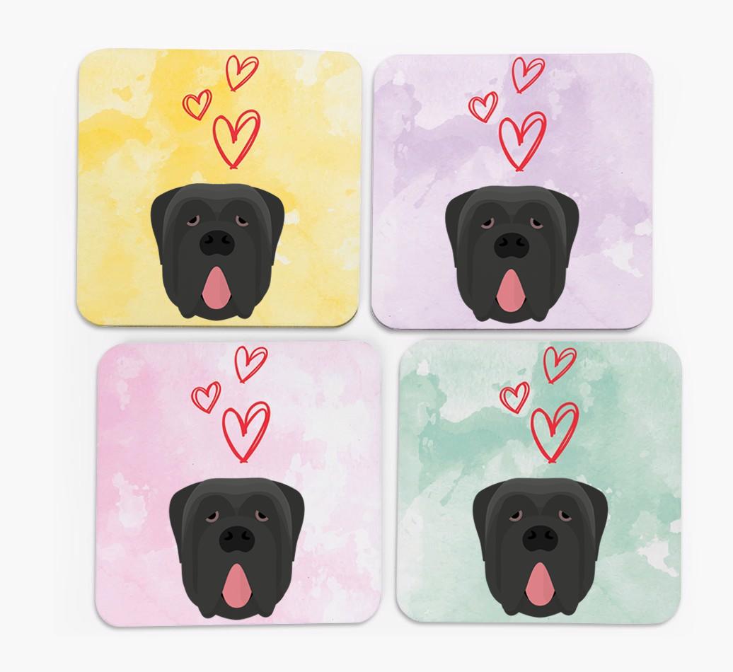 Heart Design with {breedFullName} Icon Coasters - Set of 4