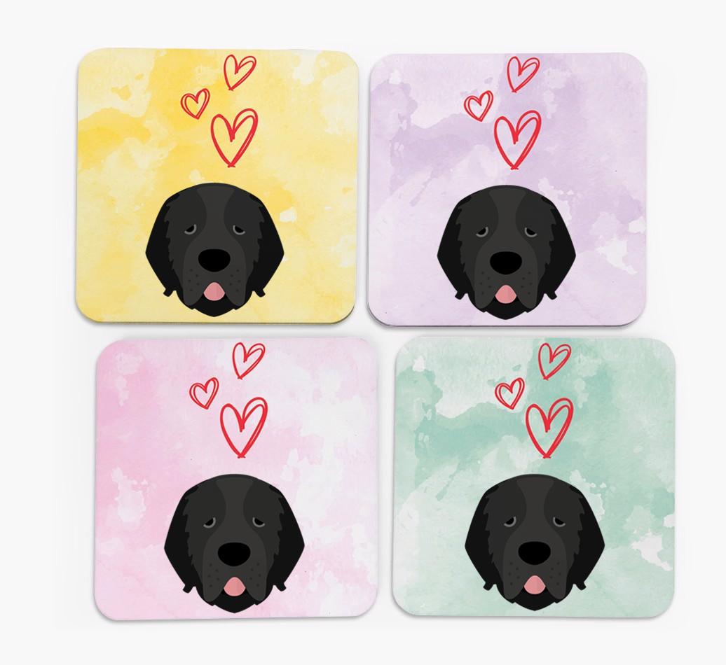 Heart Design with {breedFullName} Icon Coasters - Set of 4